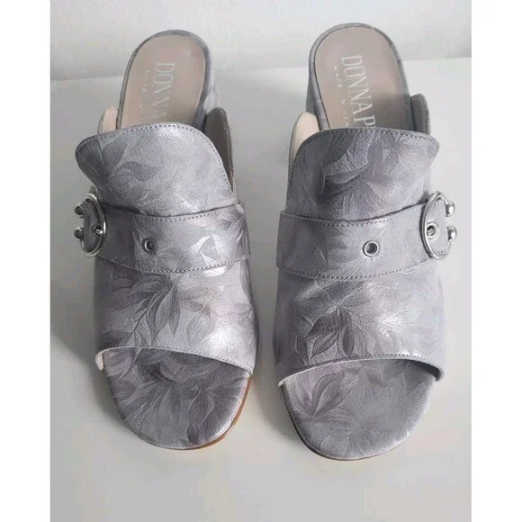 Donna Piu Women's Gray Suede Leather Open-Toe Slides Sandals Size 39 Eur/8.5 Us - Picture 3 of 11